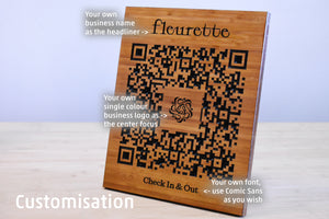 Premium Safe Entry QR Code Carved Wood Plaque